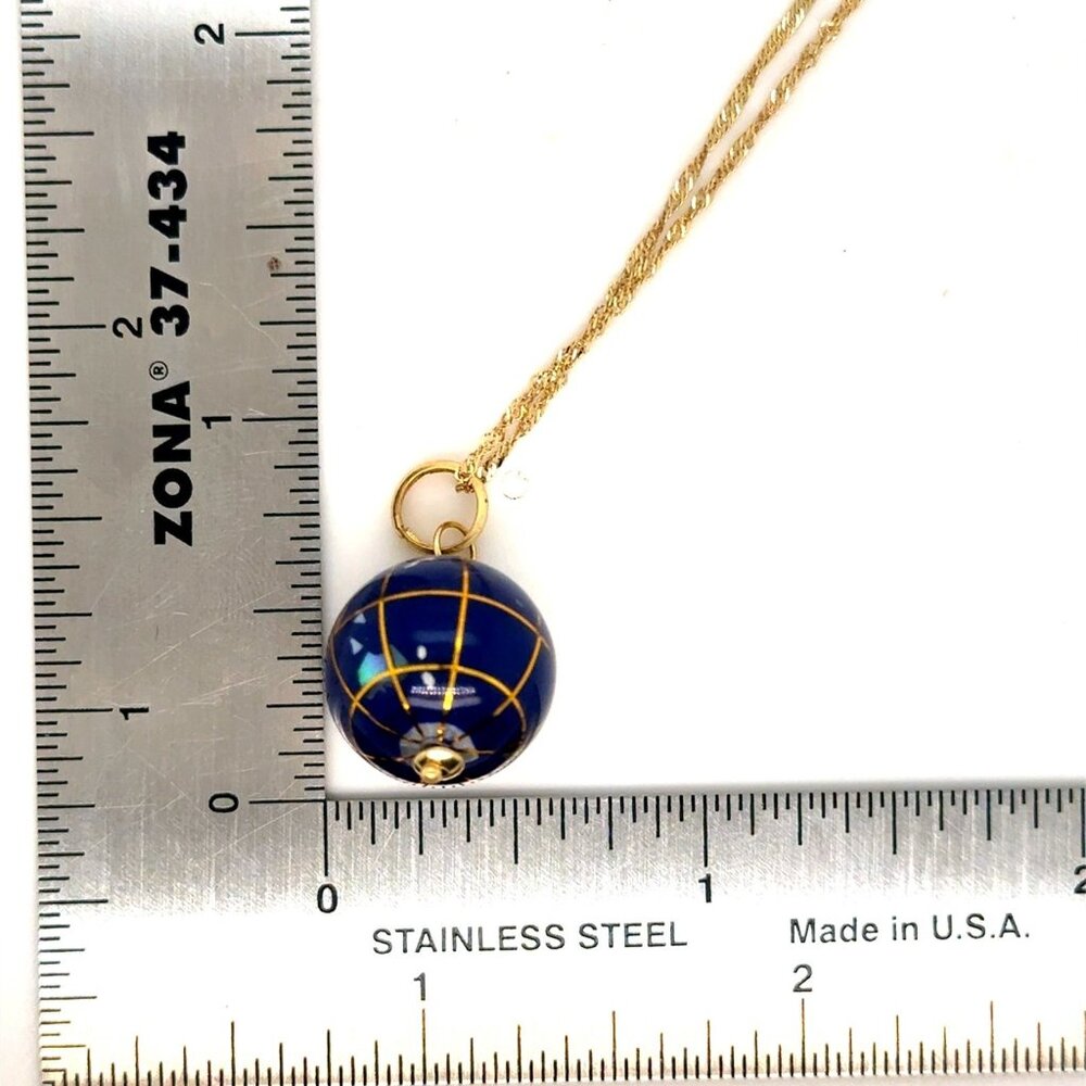 14K Gold Globe Pendant Necklace - Picture 6 of 10
